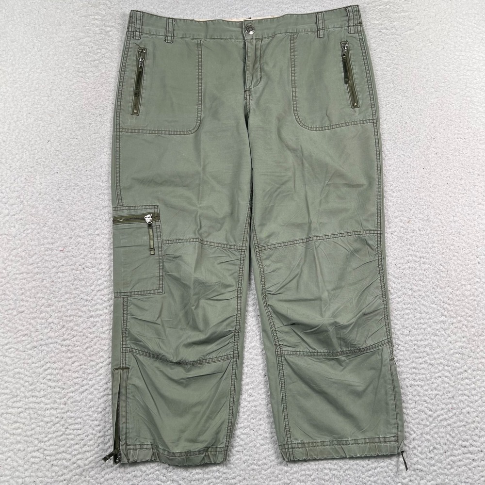 VTG Y2K Abercrombie Olive Cargo Capri Pants Utility Grunge 90s Low Rise Women 10